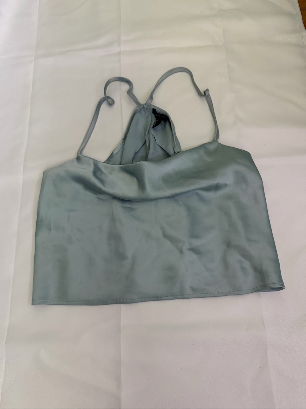 Forever 21 Light Blue Satin Crop Top